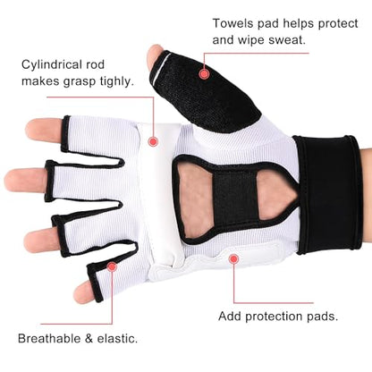 FitsT4 Sports Half Mitts MMA UFC Training Boxing Punch Bag Martial Arts Gloves - color: White, size: Medium