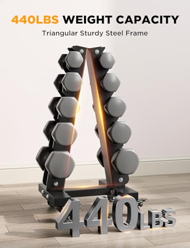 YOLEO Dumbbell Rack - 3 Tier & 5 Tier Compact Weight Rack for Dumbbell, Kettlebell, Barbell, Heavy Duty Weight Storage Organizer, Space-Saving Dumbbell Storage Stand Holder for Home Gym - 1100LBS Capacity (Rack Only)