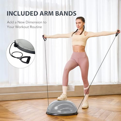 ZELUS 23in. Balance Ball with 55cm Yoga Ball, Resist Bands & Foot Pump - color: Grey
