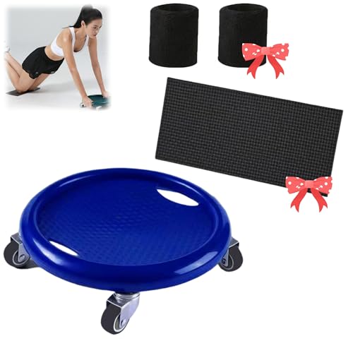 Ab Roller Wheel,Portable Women's Multifunctional Abdominal Wheel Board with Mat,360° Rotation, for Beginners or Professionals to do Full-Body Fat-Burning Abdominal Exercises in the Gym or at Home - color: Blue
