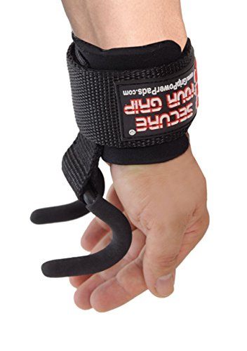 Weight Lifting Rod Hooks Heavy Duty Wrist Wraps Power Weight Lifting Training Gym Grips Straps Set of 2 - color: BLACK, size: WOMEN-Wrist Size Small/Medium