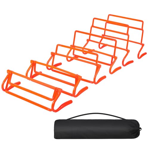 Adjustable Agility Hurdles,4 Height Speed Training Hurdles, Portable Speed Training Equipment with Carry Bag for for Athletes,Kids,Soccer,Basketball - color: Orange 6 Pack