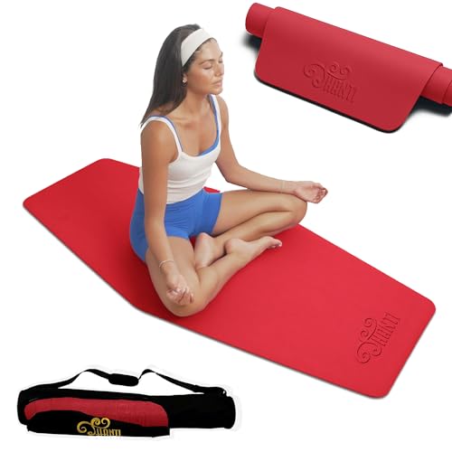 Shanti Diamond Series Yoga Mat - Diamond Shape to expand your Practise, UltraGrip surface, High dencity Cushioning for, Yoga, Pilates, Stretching & Home fitness. - color: Ruby Red