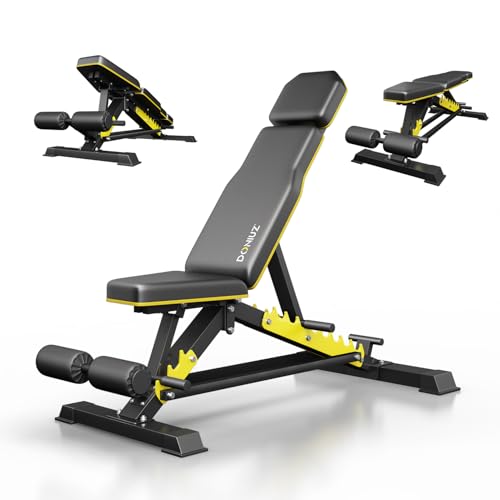 Heavy Duty Bench Adjustable Workout Bench Press Set for Home Gym Strength Training, Multi-Functional Roman Chair with Headrest, Max Load 1200 (DZ-025)