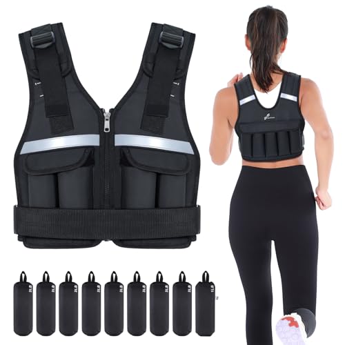 Sportneer Adjustable Weighted Vest Weights: 2-18 lbs/2-42 lbs Washable Weight Vest for Walking 16 In 1 Fast Adjust Rucking Vest for Women and Men Home Gym Running Jogging Strength Training Vests - color: Black, size: 2-18 lbs