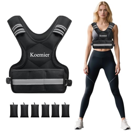 Adjustable Weighted Vest for Men and Women,4-10lb/11-20lb Vest with 6 Ironsand Weights,with Reflective Stripe,for Strength Training, Running, Fitness, Walking