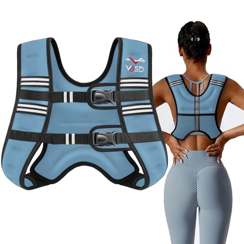 Weighted Vest Woman 6lb/8lb/12lb/16lb/20lb/25lb/30lb Weight Vest for Women Men Body Weight Vests for Walking Strength Training Running Workout Jogging Fitness - color: Blue, size: 16LB