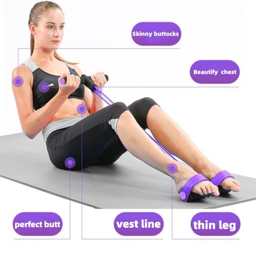 Resistance Bands for Exercise,6-Tube Elastic Yoga Pedal Puller Resistance Band, Natural Latex Tension Rope Fitness Equipment, for Abdomen/Waist/Arm/Leg Stretching Slimming Training - color: Purple