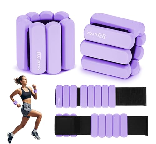 Wrist and Ankle Weights for Women & Men 2 Pack (1lb Each), Adjustable Silicone Wearable Arm & Leg Weights for Pilates, Gym, Yoga, Cardio, Strength Training - color: Purple