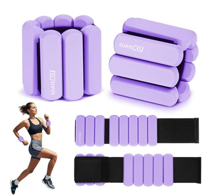 Wrist and Ankle Weights for Women & Men 2 Pack (1lb Each), Adjustable Silicone Wearable Arm & Leg Weights for Pilates, Gym, Yoga, Cardio, Strength Training - color: Purple