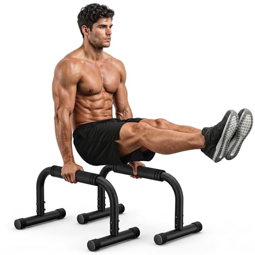 Push Up Bars, Adjustable 10–12.5 Inch Parallettes Bars for Calisthenics, Heavy Duty 880 LBS Parallel Dip Bars with Foam Handles & Non-Slip Rubber Feet, No Wobble Handstand L-Sit Stands for Home Gym