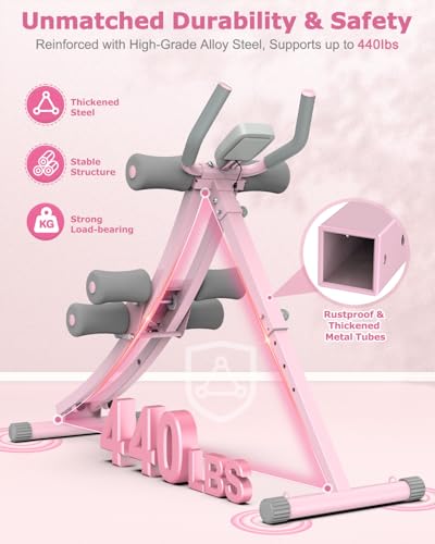 Ab Machine, Ab Workout Equipment, Adjustable Ab Trainer Machine for Abs Workout at Home Gym, Foldable, Knee Protection, Abdominal Trainer for Stomach Workout