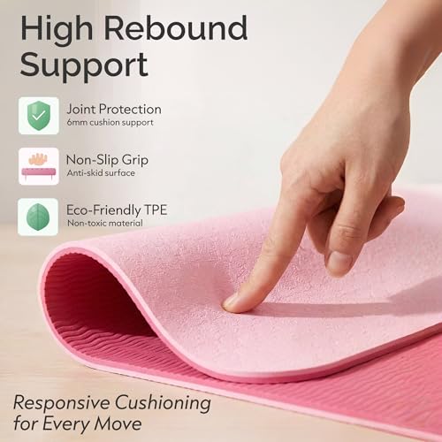 Nolava Yoga Mat with Bag – 72 x 24 inch, 1/4 inch Thick Non-Slip Mat – Includes Slap Band, Black Zippered Carry Tote with Mat Sleeve & Inner Pocket – For Yoga, Pilates, Home or Studio.