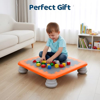Mini Kids Trampoline, Rebounder Board Jump Trainer with EVA Cushion Surface & Non Slip PU Foam Base, Sensory Balance Board Toy 200 lbs Capacity Indoor Outdoor Play Equipment for Ages 3 to 12