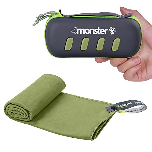 4Monster Camping Towel Super Absorbent-Quick Dry Microfiber Towel Ultra Compact & Soft-Travel Towel Lightweight for Backpacking,Hiking,Gym,Beach,Swimming,Yoga - color: Army Green, size: 55.10" x 26.00"