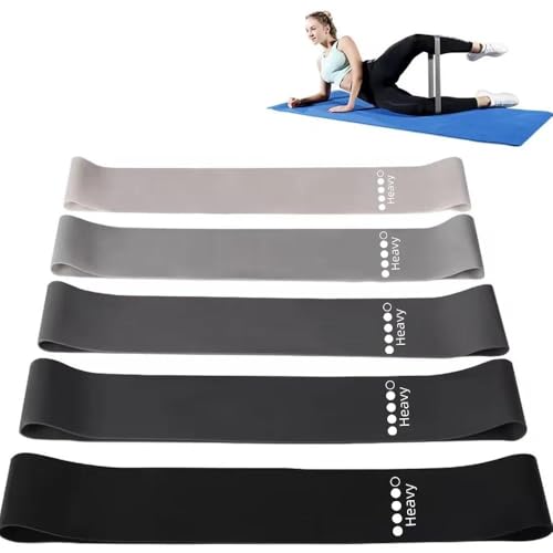 5-Pack TPE Resistance Loop Bands for Glute and Leg Workout with Gradient Colors - color: Black