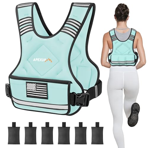 Adjustable Weighted Vest, 4-10lb/12-18lb/20-32lb Vest with 6 Ironsand Weights and Large Pocket, Weight Vest for Men Women Strength Training, Running, Walking - color: Pastel Blue, size: 20-32lbs