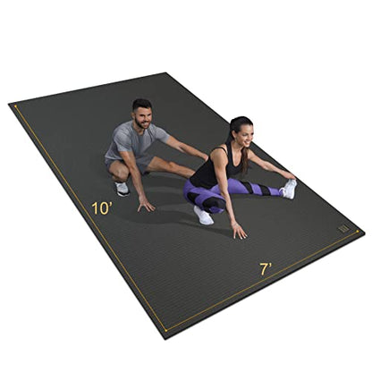 GXMMAT Extra Wide Large Exercise Mat 12'x7'/10'x7/8'x7(7mm) - size: 7*10 FT