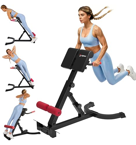 Roman Chair,Foldable Back Extension Machine,Adjustable Ab Back Extension Machine,Core Strength Trainer,Back Exercise Machine for Glute,Ab Workouts,Full All-in-One Body Workout&Home Gym Fitness（Blue）