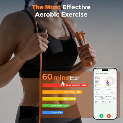 Smart Jump Rope, Wireless Jumping Rope, Supports Game App Interaction, Suitable for Home and Gym exercise, Fitness Skipping Rope, Suitable for Women, Men, Adults and Children