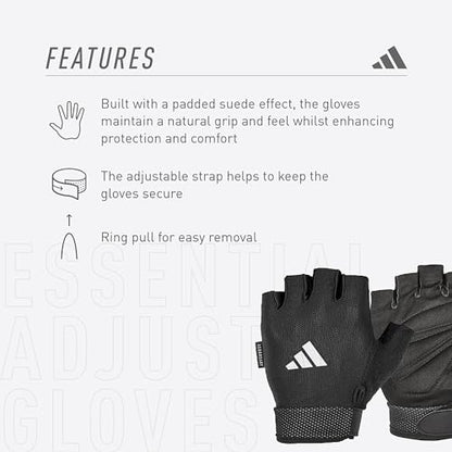 adidas Essential Training & Weightlifting Gloves, Fingerless Workout Gloves - color: White, size: Small
