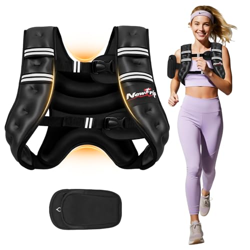 Weighted Vest Women & Men - 5lbs/8lbs/10lbs/12lbs/15lbs/20lbs/25lbs/30lbs Adjustable Weight Vest with Detachable Phone Pouch - Ideal for Rucking,Walking,Weight Loss,Training&Running - size: 12 lb