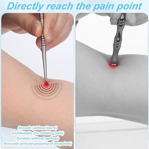 4 Pieces Facial Reflexology Massage Tool Stainless Steel Manual Pen Dual Head Facial Reflexology Tools Portable Massage Tool for Deep Tissue Face Body Muscle Relax