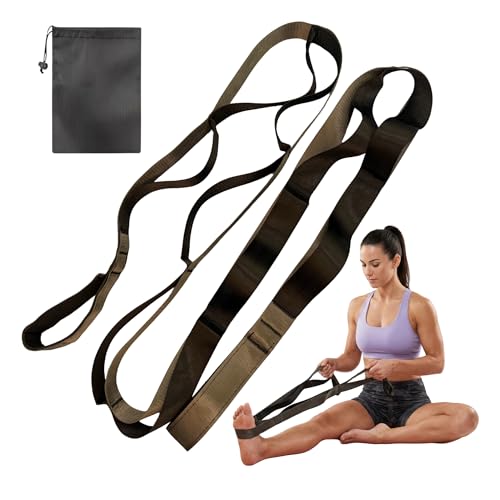 Stretching Strap with 12 Loops, Non-Elastic Physical Therapy with Carry Bag | Premium non elastic yoga straps for injury recovery, rehab flexibility training, hamstring stretch & physical therapy