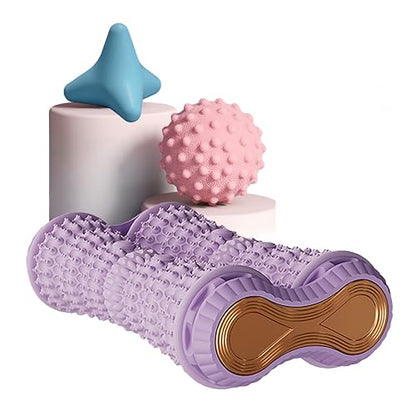 Foot Massage Ball & Foot Roller 3-in-1 Set, Plantar Fasciitis Relief, Portable Dual-Roller Massager, Stimulates & Activates Plantar Nerves, Relieves Foot Pain and Soreness, Improves Blood Circulation