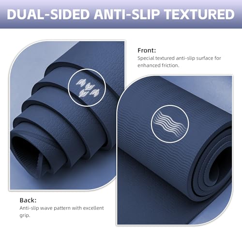 Large Yoga Mat Thick, 76"x32"x0.31"Wide POE Exercise Mat with Non-Slip Surface & Carry Strap, Anti-Tear Workout Mat for Yoga, Pilates, Fitness