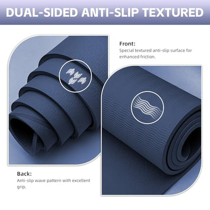 Large Yoga Mat Thick, 76"x32"x0.31"Wide POE Exercise Mat with Non-Slip Surface & Carry Strap, Anti-Tear Workout Mat for Yoga, Pilates, Fitness