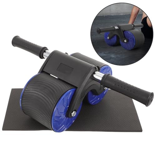 SHERCHPRY Auto Rebound Ab Roller Wheel with Knee Pad for Home Gym Fitness Deep Abdominal Training Equipment for Men and Beginners Core Strength Exercise Roller Disc for Targeted Upper Body