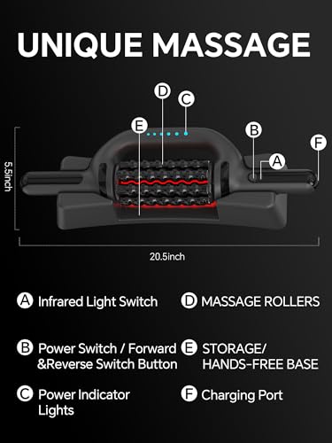 Rolling Percussive Deep Tissue Massage Roller Stick with Hands-Free Base,Rechargeable 6-Speed Massager for Muscle Recovery & Lymphatic Circulation,Ideal for Back,Arm,Leg,Calf & Foot Massage