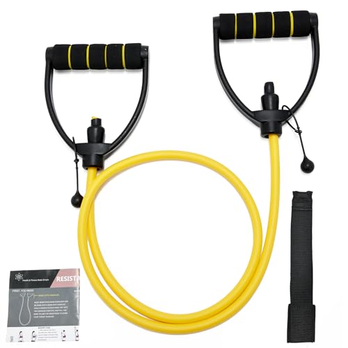 Resistance Band with Handles and Door Anchor, Adjustable Exercise Tube Band for Physical Therapy, Strength Training, Pilates and Home Workouts - color: Yellow (E-Light)