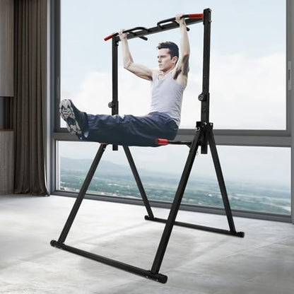 Foldable Power Tower Dip Station Pull Up Bar, Adjustable Multifunction Power Tower Dip Bar Station, Workout Pull Up Tower Station Gym Strength Training Equipment, Support 440LBS