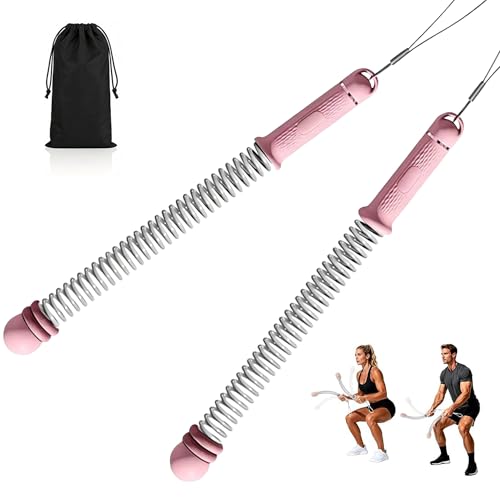 2 PCS Weighted Cordless Battle Ropes - Adjustable Resistance and Portable Ropeless Battle Ropes with Non Slip Handle - Low-Noise Exercise Rope for Instant Effective Workouts Anytime (Pink) - color: Pink