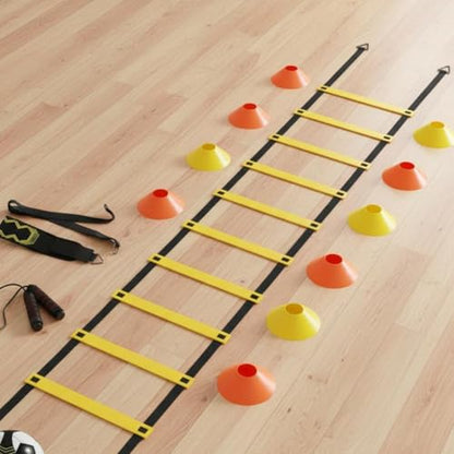 Qianly Football Footwork Training Gear Portable Soccer Training Equipment Set Speed Ladder and Cone Set for Children