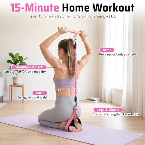 Pedal Resistance Bands with Handles for Women & Men - color: Pink