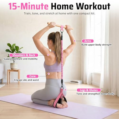Pedal Resistance Bands with Handles for Women & Men - color: Pink