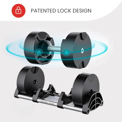 NUOBELL Adjustable Dumbbells 5-80 lbs: Replace 16 Sets, Ideal for Home Gym Weight Bench & Press - color: Tactical Green