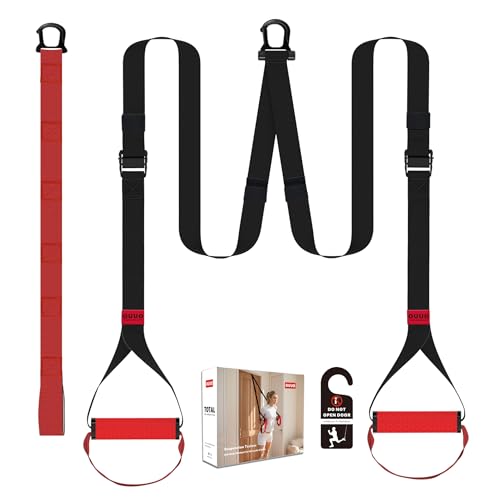 Suspension Straps Trainer with Built-in Door Anchor, All-in-One Bodyweight Training System for Home & Outdoor Use - Quick Setup in 1 Second