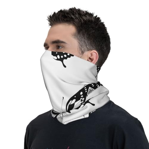 Black and White Lace Butterfly Prints Multifunctional Sport Headband – Seamless Stretch Neck Gaiter for Hiking, Biking, Running & Outdoor Activities – Soft, Quick-Dry, No-Fade Design