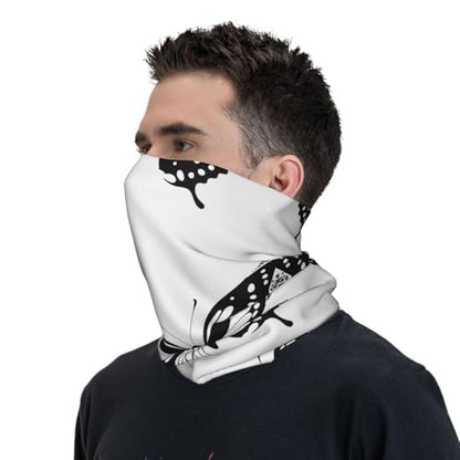 Black and White Lace Butterfly Prints Multifunctional Sport Headband – Seamless Stretch Neck Gaiter for Hiking, Biking, Running & Outdoor Activities – Soft, Quick-Dry, No-Fade Design