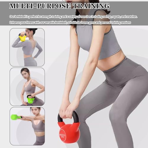 Kettlebell Weights Women Professional Fitness Kettle Bells, Household Sports Dip Molding Cast Iron Kettle Ball, Frosted Non-Slip Handle(Yellow-4kg)
