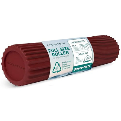 Tidal Roller - Maroon - Muscle Massage Foam Roller for Back Pain & Stretching - Firm and Ergonomic Wide Wave Textured - Yoga, Athletics, & Wellness - Full Size, 20" x 5" - color: Maroon