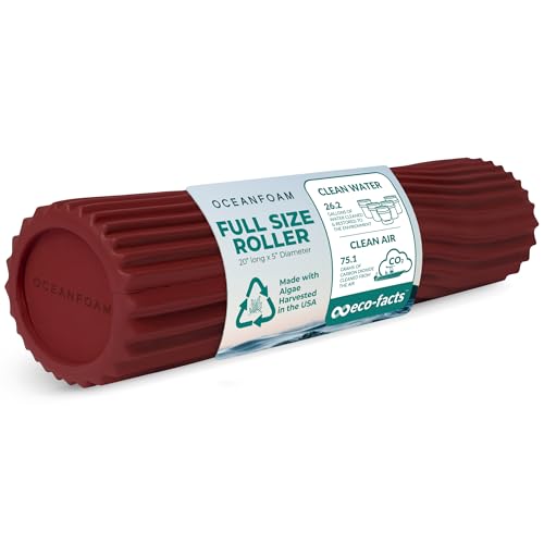 Tidal Roller - Maroon - Muscle Massage Foam Roller for Back Pain & Stretching - Firm and Ergonomic Wide Wave Textured - Yoga, Athletics, & Wellness - Full Size, 20" x 5" - color: Maroon