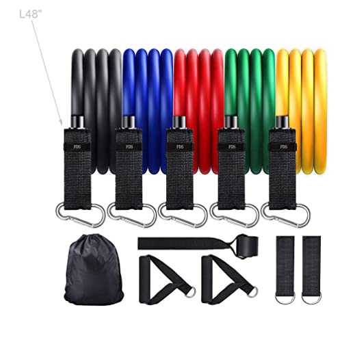 FixtureDisplays® Resistance Band Set with Door Anchor, Ankle Strap, Exercise Chart, and Carrying Bag 18190NEW Ship Quickly