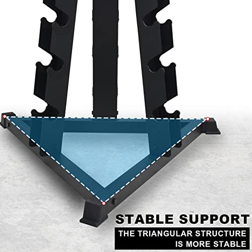 Balelinko Dumbbell Rack Stand Only, 6 Tier Triangular Frame Dumbbell Rack, Dumbbell Holder with 18 Dumbbell Storage Placements, 900 lbs Weight Capacity Weight Storage Stand for Home Gym，Black
