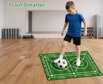 Different Sizes Soccer Training Mat with 8 Design, Non Slip Agility and Dribbling Mat for Ball Control Drills, Portable Indoor Outdoor Use