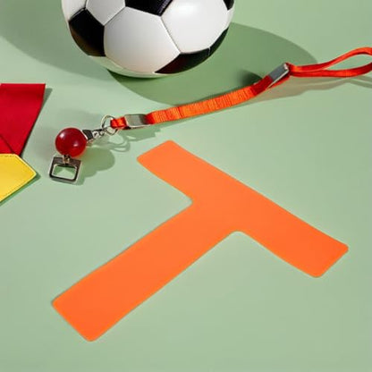 4pcs T-Shaped Football Training Spot Markers Flat Boundary Pads Orange Athletic Court Accessories for Agility Drills and Field Marking
